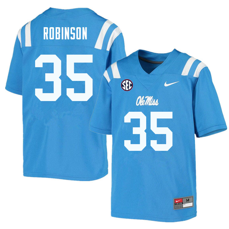 Mark Robinson Ole Miss Rebels NCAA Men's Powder Blue #35 Stitched Limited College Football Jersey SZV0058LM